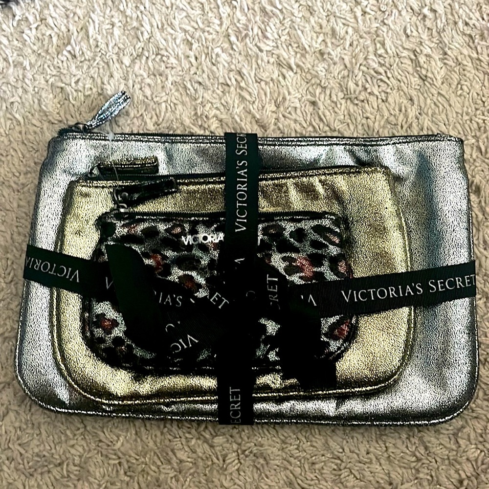Victoria’s Secret shiny cosmetic bag. New!